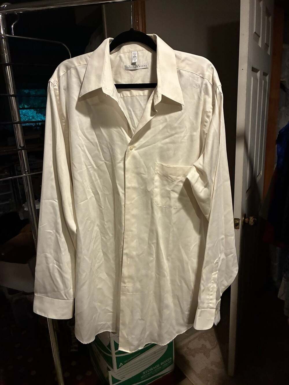Geoffrey Beene Men's Wrinkle-Free Long Sleeve Bttn Dwn Dress Shirt, Size 17.5 38